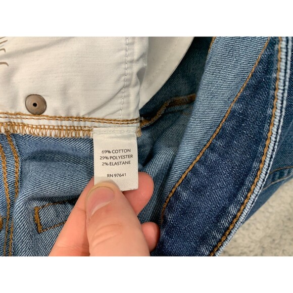 J. JILL Authentic Slim Boot Cut Denim Blue Jeans Stretch Size 8 Distressed Knees - Picture 6 of 11